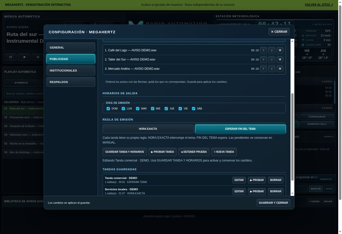 Captura real: Hora exacta o fin de tema
